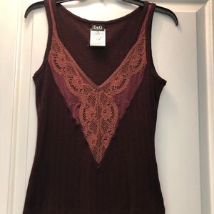 D&G Sexy Lace trim tank top - BURGUNDY